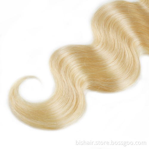 Wholesale Closure Hair Extension Blond Brazilian Real Hair 613 Remy Blond 1/3/4 Bunch Wavy 4x4 Hair Block Lace Closure 8-30 inch